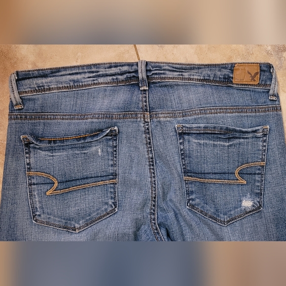 American Eagle Outfitters Distressed Skinny Blue Jeans Women's 12 Long - Picture 3 of 5